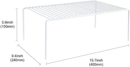 Kitchen Cabinet Shelf Organizer Set of 5, Large (15.7 x 9.4 inch) Metal Wire Pantry Storage Shelves, Dish Plate Racks for Cabinets, Freezer, Counter, Cupboard Organizers and Storage, White - Image 7