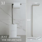 MARMOLUX ACC Free Standing Toilet Paper Holder Stand Storage | 4 Jumbo Roll Bathroom Hardware Toilet Tissue Organizer | Stainless Steel Bathroom Decor Accessory -Brushed Nickel/White Marble Base - Image 4