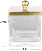 Glass Cotton Jar Holder 2 Pack– Brushed Gold Lid, Elegant Bathroom Storage Canister for Qtips, Cotton Balls, Floss, Makeup Organizer, Vanity & Bathroom Organization - Image 2