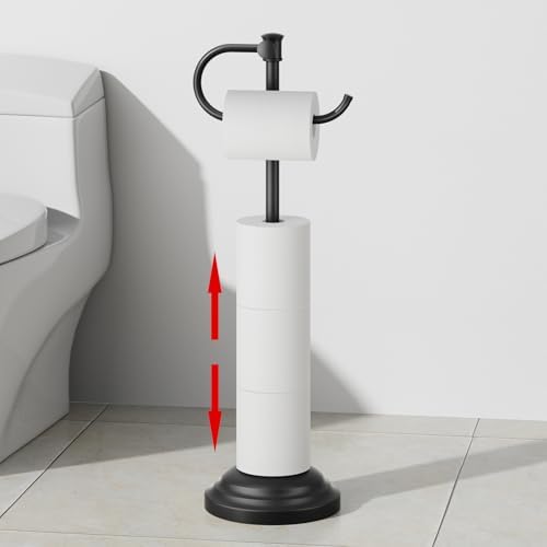 RUMOSE Toilet Paper Holder Stand for Floor Free Standing, Black by RUMOSE