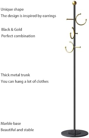 BUZUYE Modern Coat rack with marble base,Coat rack freestanding heavy duty with gold hooks,Entryway coat rack stand Coat Tree freestanding coat hanger stand for Hanging Clothes, Hats, Bags - Image 7