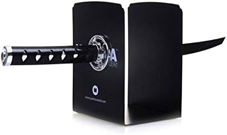 Book Ends Decorative, Modern Metal Funny Unique Black DVD Bookends for Shelves, Katana Book Stopper Holder for Office Home, Desk Gifts Book Stands for Men and Book Lovers - Image 2