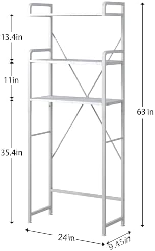 Huhote Over The Toilet Storage Rack with 3-Tier Bathroom Shelves, Space Saver Toilet Shelf, Bathroom Storage Organizer with Hooks for Over Toilet Storage and Bathroom Shelf (White Faux Marble) - Image 2