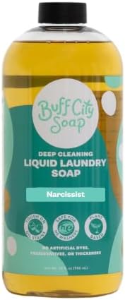 Buff City Soap - Liquid Laundry Soap Made With Simple Ingredients & No Harsh Chemicals - Cleans Tough Stains & Lifts Dirt - Sandalwood & Raspberry Scented Laundry Detergent - Narcissist by BuffCitySoap