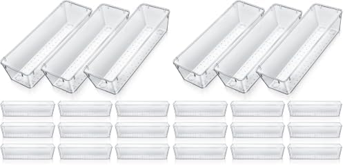 Maitys 12 Pcs Plastic Drawer Organizers, Silverware Tray, 9 x 3 x 2, Clear by Maitys