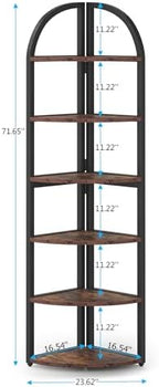 Tribesigns 6 Tier Corner Shelf, 71 inch Tall Corner Bookshelf for Small Space, Rustic Plant Stand Display Rack for Living Room, Home Office, Kitchen - Image 2