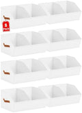 Homsorout Closet Organizers and Storage Bins - 8 Pack Collapsible Divided Trapezoidal Cube Storage Bins Baskets with Orange Handle for Organizing Clothes Blankets, Toys, Books, Towels(White) by Homsorout