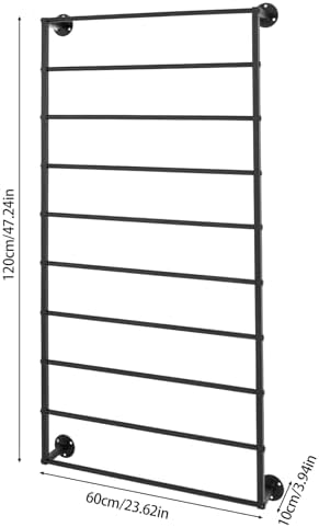 Wall Mounted Scarf Rack, 10 Tiers Metal Ribbon Display Rack, Silk Hijab Hanger Storage Organizer, Multifunctional Belts Towel Holder for Accessory Store, Bathroom, Gift Store, Flower Shop (Black) - Image 5