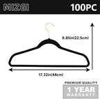 MIZGI Black Velvet Hangers 100 Pack,Premium Gold Clothes Hangers Non-Slip Felt Hangers,Sturdy Black Hangers Heavy Duty Coat Hangers,Durable Suit Hangers Space Saving, No Flocked Hanger Marks - Image 2
