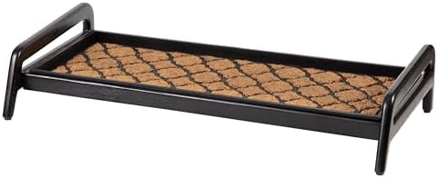 Anji Mountain Heavy Duty Waterproof Wooden Shoe Storage Mat Organizer/Boot Storage Tray Multi Use for Entryway with Coir, Tan and Black Trellis Insert, 1 Tier, Fits 3 Pair (36.5" Wide) by AnjiMountain
