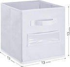 13x13x13 storage cube bins(Set of 8)Fabric storage cubes with 8 Labels Window Cards & a Pen,storage cubes 13x13, storage bin, Collapsible 13 inch cube storage bins,Cubby Organizer Boxes, White - Image 3