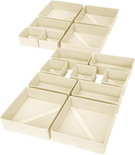 Drawer Organizer Clothes, Nursery Dresser & Closet Storage, Beige, 15 Pack by DiMJ