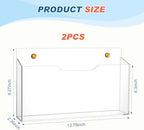 Feifeiya 2 Pcs Clear Acrylic File Holder Wall Mount, 14"x8.3"x2.4" - Image 2
