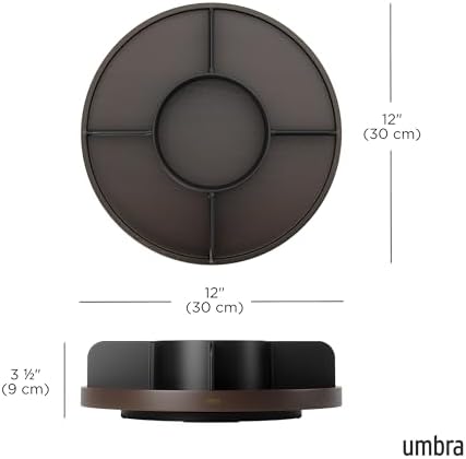 Umbra Bellwood Lazy Susan, Divided Tray Organizer, Black/Walnut - Image 3