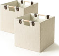 11 Inches Foldable Cube Storage Baskets for Organizing, Beige, 2 Pack by Unknown