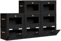 Homsorout Large Closet Storage Bins - Collapsible Clothes Organizer with Handles & Window, Decorative Boxes with Lids, Linen Closet Organizers for Living Room, Dorm, 8 Pack, Black by Homsorout