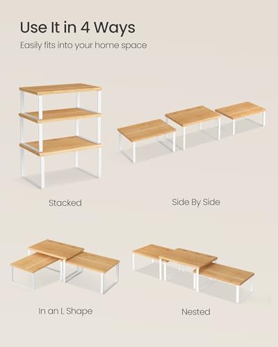 SONGMICS Cabinet Organizer Shelf, Set of 3 Spice Rack, Kitchen Storage - Image 6