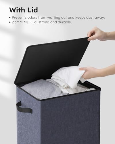SOLEDI 100L Laundry Hamper with Lid, Large Collapsible Laundry Basket - Image 5