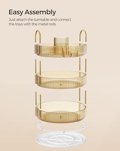 SONGMICS 3-Tier Makeup Organizer, Round Rotating, Customizable - Image 5
