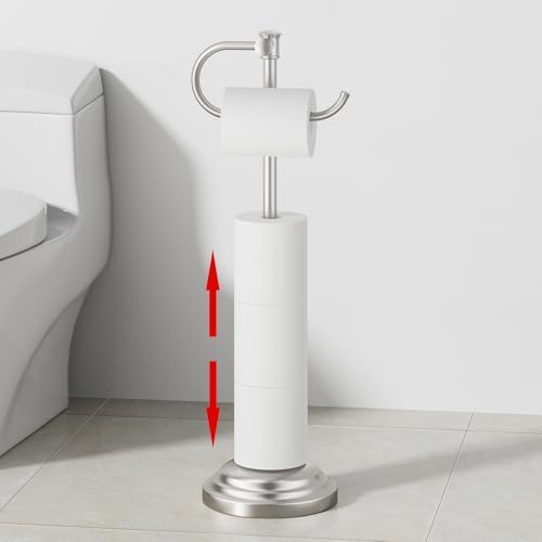 RUMOSE Toilet Paper Holder Stand for Floor Free Standing, Nickel by RUMOSE