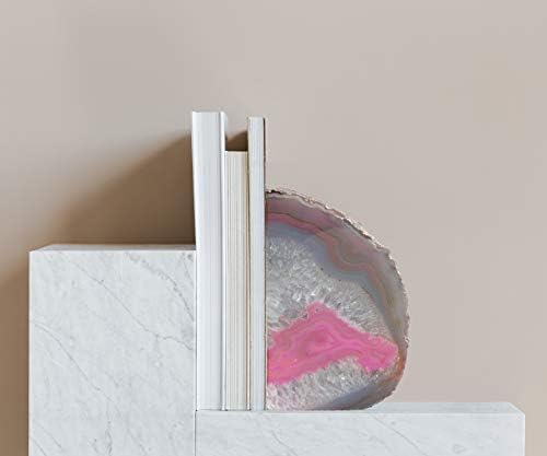 Pink Agate Bookends Heavy Duty Geode Stone Book End Holders Decorative - Image 6