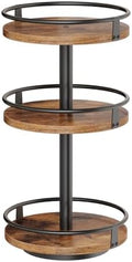 HOOBRO 3-Tier Lazy Susan Organizer, Rotating Spice Rack, Turntable Spice Rack, Vertical Storage Organizer, for Kitchen Countertop, Vanity, Dining Table, Rustic Brown and Black BF09TL01 by HOOBRO