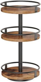 HOOBRO 3-Tier Lazy Susan Organizer, Rotating Spice Rack, Turntable Spice Rack, Vertical Storage Organizer, for Kitchen Countertop, Vanity, Dining Table, Rustic Brown and Black BF09TL01 by HOOBRO