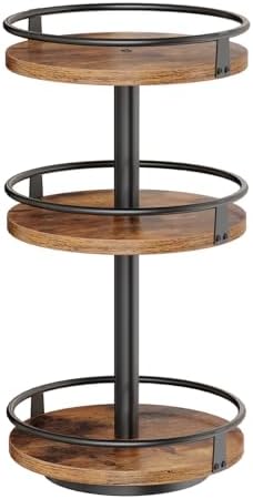 HOOBRO 3-Tier Lazy Susan Organizer, Rotating Spice Rack, Turntable Spice Rack, Vertical Storage Organizer, for Kitchen Countertop, Vanity, Dining Table, Rustic Brown and Black BF09TL01 by HOOBRO