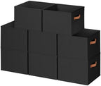 8 Pack Large Closet Storage Baskets Bins for Shelves, Collapsible Fabric Closet Organizers and Storage with Polyester Handles, Decorative Baskets for Organizing Clothes, Towels, Linen Closet 14"x10" by DiMJ