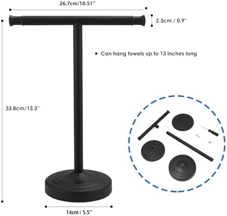 RUMOSE Matte Black Hand Towel Holder Stand Countertop Towel Rack - Image 7