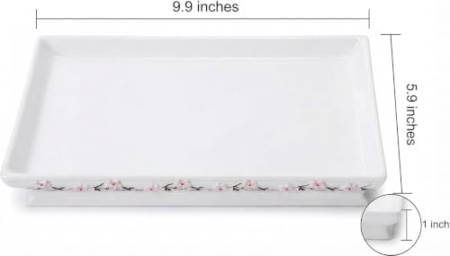 Creative Scents Vanda Bathroom Vanity Tray – Decorative Cherry Blossom White Resin Perfume Tray for Dresser -Small Rectangle Floral Tray for Bathroom Countertop, Perfume, & Dresser Cosmetics Organizer - Image 3