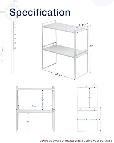 Nxconsu Stackable Cabinet Shelf Organizer 2 Pack, Standard Tall White - Image 3