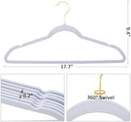 Premium Velvet Clothes Hangers Pack of 60, Heavy Duty, Non Slip Velvet Suit Hangers Heavy Duty with Gold Hook, 0.2 Inch Slim Space Saving Hangers for Suits, Pants, Shirts, and Dress (White) - Image 2