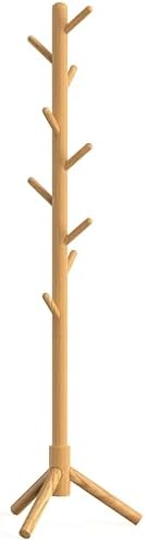 Simple Houseware Wooden Coat Rack Stand, Hall Tree with 9 Hooks, Oak - Image 6