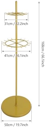 Floor Standing Belt Display, Metal Retail Tie Rack Hanger Organizer, Belt Stand Shelf for Clothing Store Bedroom Business (Gold) - Image 2