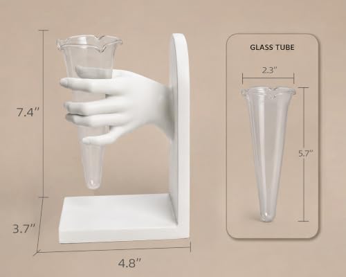Vintage White Hand Shaped Book Ends, Decorative Bookends for Shelves - Image 4