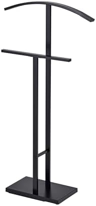KB Designs - Metal Suit Valet Stand Clothing Organizer, Clothes Rack, Jacket Hanger, Tie Hanger (Black) - Image 2