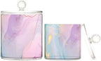 2 Pack Qtip Holder Dispenser with Lids,Watercolor Blue Pink Purple Marble Plastic Cotton Ball Holder Storage Containers,Bathroom Canisters Organizer for Cotton Swab,Cotton Round Pads,Floss 21215203 by Unknown