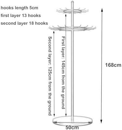 66.2 Inch Tie Rack Belt Display Shelf, 360° Rotation Floor Standing Belt Hanger,2 Tier Retail Scarf Stand Jewelry Organizer Shawls Purse Shelf for Home, Boutiques, Clothing Stores, Retail Stores - Image 2