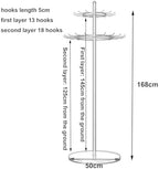 66.2 Inch Tie Rack Belt Display Shelf, 360° Rotation Floor Standing Belt Hanger,2 Tier Retail Scarf Stand Jewelry Organizer Shawls Purse Shelf for Home, Boutiques, Clothing Stores, Retail Stores - Image 2