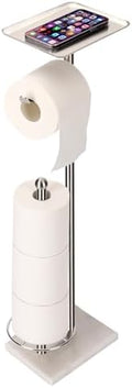 Toilet Paper Holder with Tray at The Top, Sturdy Marble Base No Wobby, Holding Extra 3 Toilet Paper Rolls As Spare Use, Freestanding No Drilling (Brushed Nickel) by Sfemn