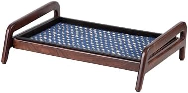 Anji Mountain Heavy Duty Waterproof Wooden Shoe Storage Mat Organizer/Boot Storage Tray Multi Use for Entryway with Coir, Blue and Ivory Insert, 1 Tier, Fits 2 Pair (26.5" Wide) by AnjiMountain