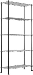 REGILLER 5-Wire Shelving Metal Storage Rack Adjustable Shelves,Standing Storage Shelf Units for Laundry Bathroom Kitchen Pantry Closet(Black,14.1" D x 30" W x 79" H) by REGILLER