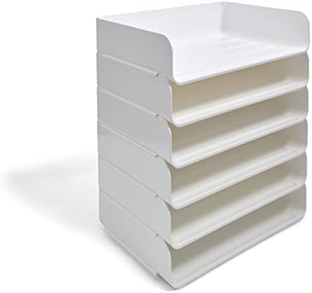 TRU RED Side-Load Stackable Letter Tray, Plastic, White, 12/Carton by TRURED