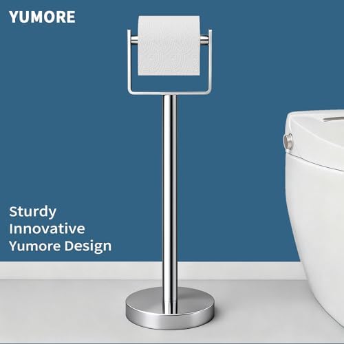 YUMORE Heavy Duty Toilet Paper Holder Stand, Extra-Weighted Base No Tipping - Image 2