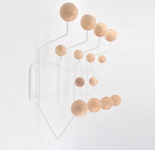 SHISEDECO Mid Century Modern Hang it All Coat Rack White Frame Natural Ball - Image 2
