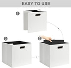 Posprica 11x11 Storage Cubes, Collapsible Storage Bins with Dual Handles, Fabric Foldable Storage Boxes Basket for Closet Shelf Cabinet Bookcase Organization, Set of 4, White - Image 3