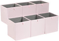 Amazon Basics Collapsible Cube Organizer Bins, Closet Storage Organizer Baskets for Shelves, Space-Saving, 13" x 15" x 13", Peony Pink, Pack of 6 by AmazonBasics
