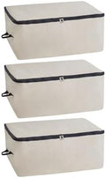 Comforter Storage Bags with Zipper - Sturdy 100% Cotton Canvas Quilt Storage Bags with Zipper - Extra Large with Handles to Conveniently Store Pillows, Blankets, Sheets, and Bedding (3 Bags) by OrganicCottonMart