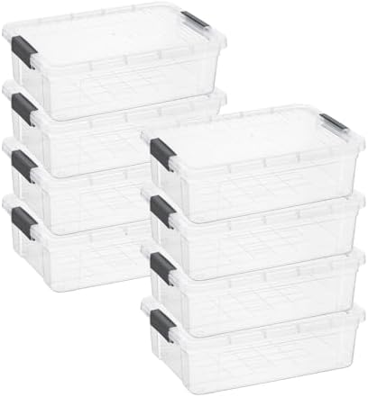 Superio Storage Bins with Lids, Clear Plastic Containers for Organizing, Stackable Totes, BPA Free, Odor Free, Organizer Boxes for Home, and Dorm (8 Pack, 22.75 Qt) by Superio